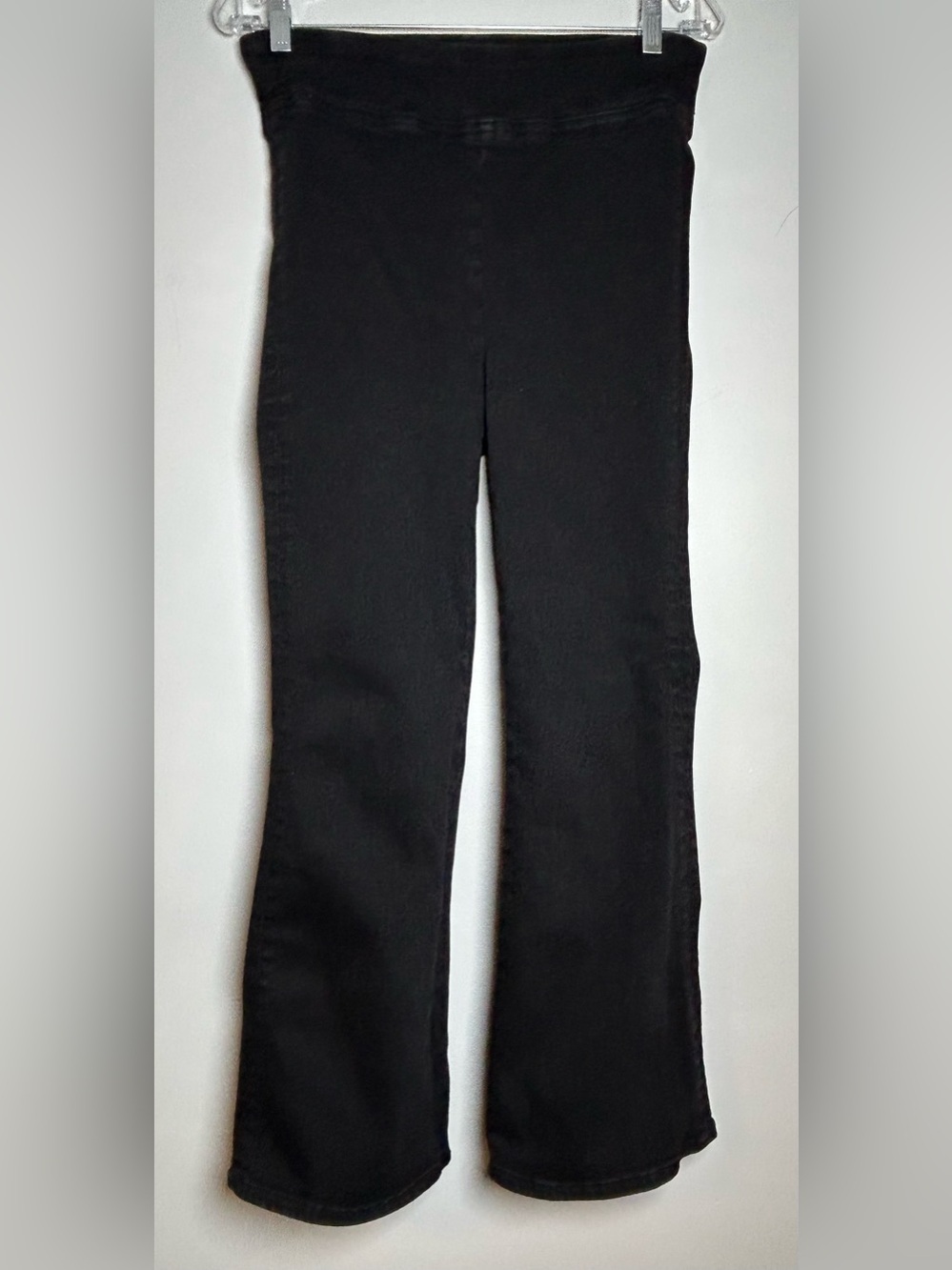 Frame Jetset Crop Mini boot jeans women’s size 2 black sheen Noir flare denim